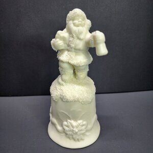 Vintage Ceramic Santa Clause Hand Bell Figurine White 5.5'' Tall